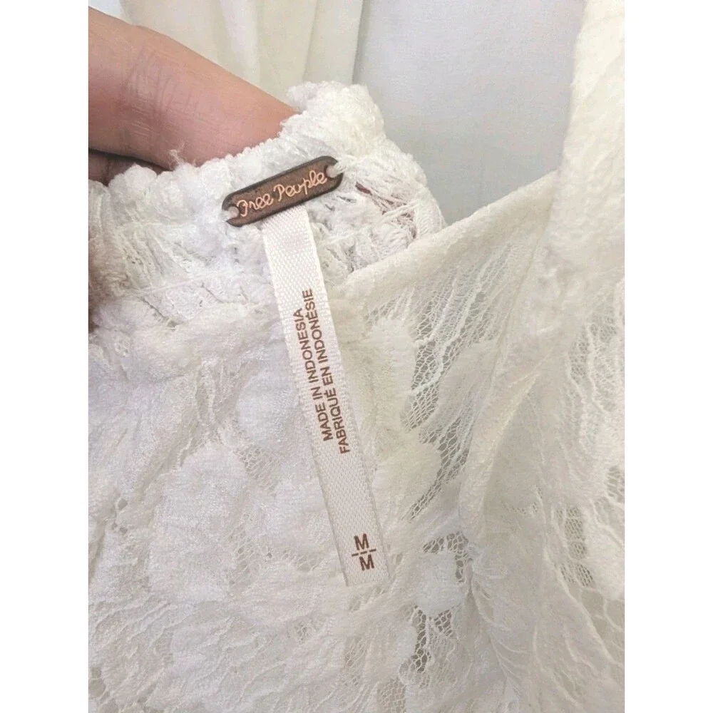 Free People Hailee Mini Dress Medium White Fairy Cottagecore Romantic Wedding